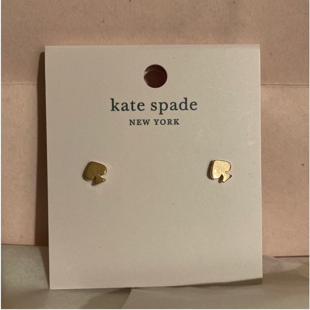 New KATE SPADE Women’s Signature Spade Gold Tone Stud Earrings Authentic - Picture 6 of 10